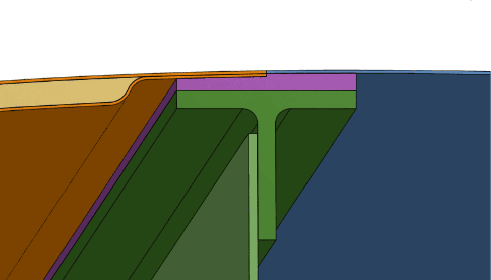 Detailansicht der Verbindung Leading Edge mit Hauptholm